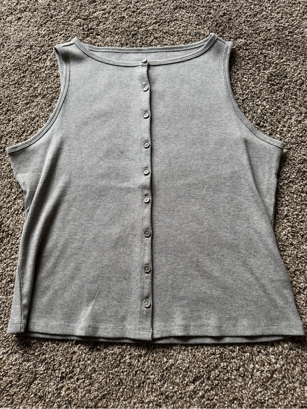 a new day Gray Ribbed Button-Back Tank Top